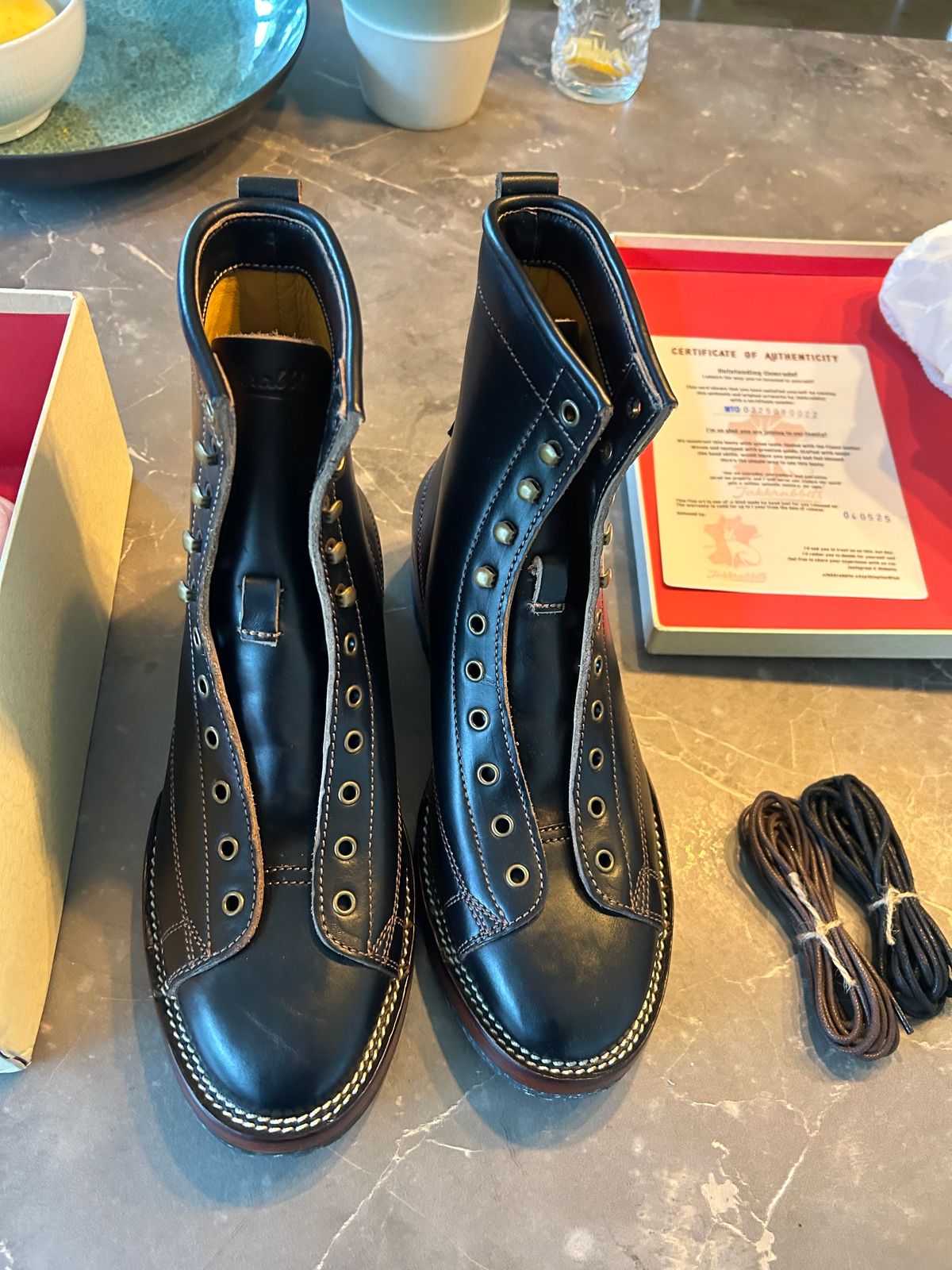 Photo by napkinlad on May 22, 2025 of the Jakkrabbits 7-Inch Monkey Boots in Horween Black Chromexcel.
