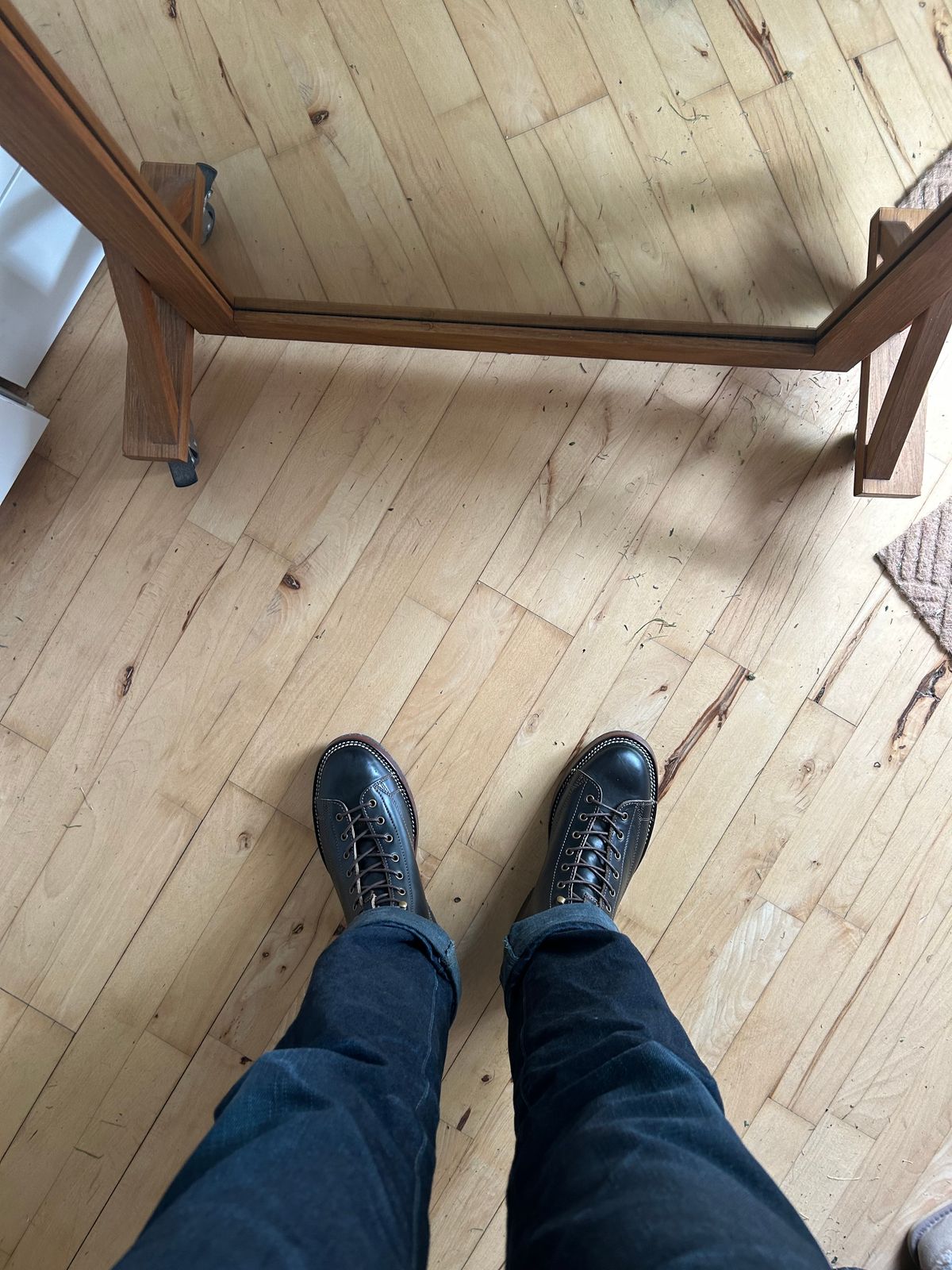 Photo by napkinlad on May 22, 2025 of the Jakkrabbits 7-Inch Monkey Boots in Horween Black Chromexcel.