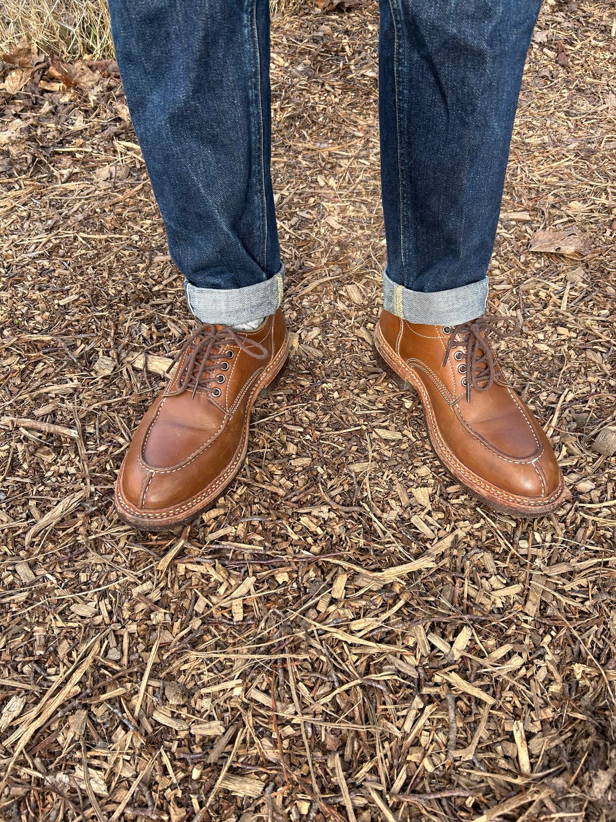 Photo by napkinlad on March 29, 2025 of the Jakkrabbits Derby Shoes in Tochigi Jeans #5 Khaki.