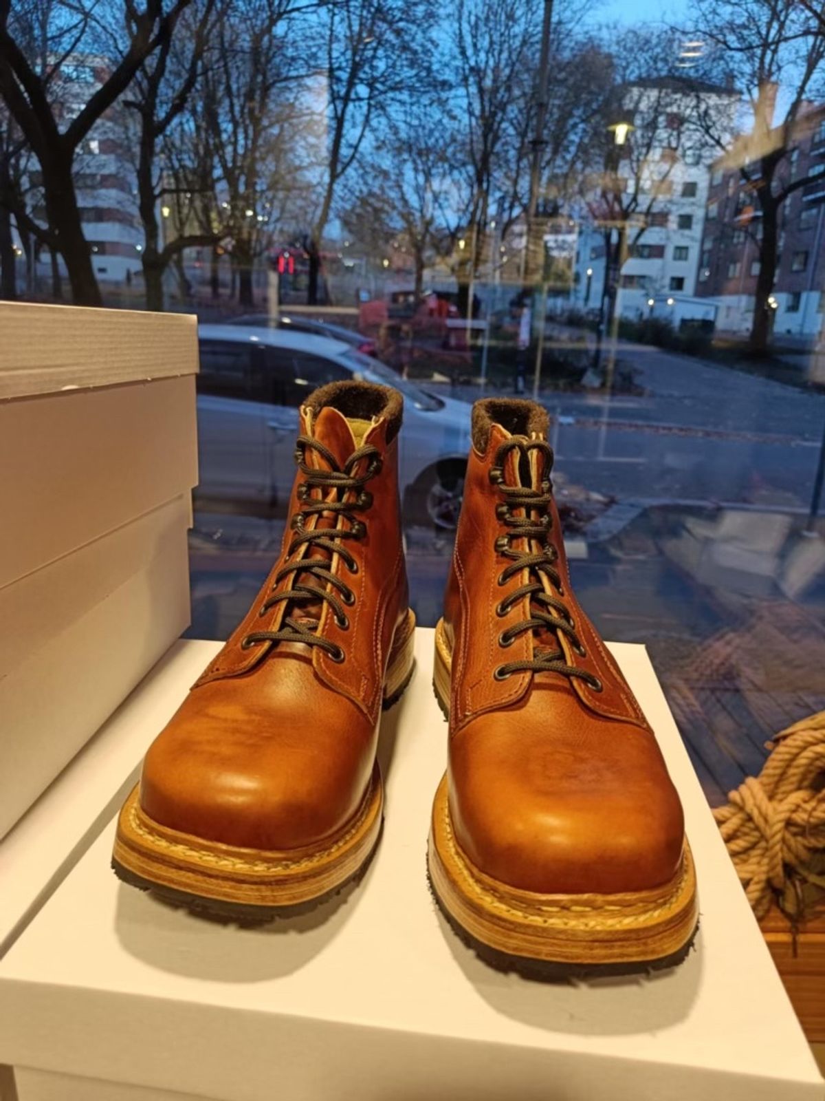 Photo by denimdawg on November 7, 2024 of the Dundas Footwear Gunnerside in Badalassi Carlo Waxy Tan Cognac.