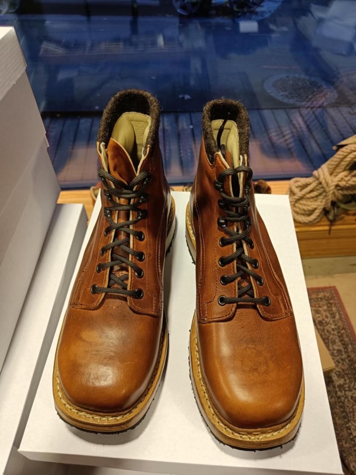 Photo by denimdawg on November 7, 2024 of the Dundas Footwear Gunnerside in Badalassi Carlo Waxy Tan Cognac.