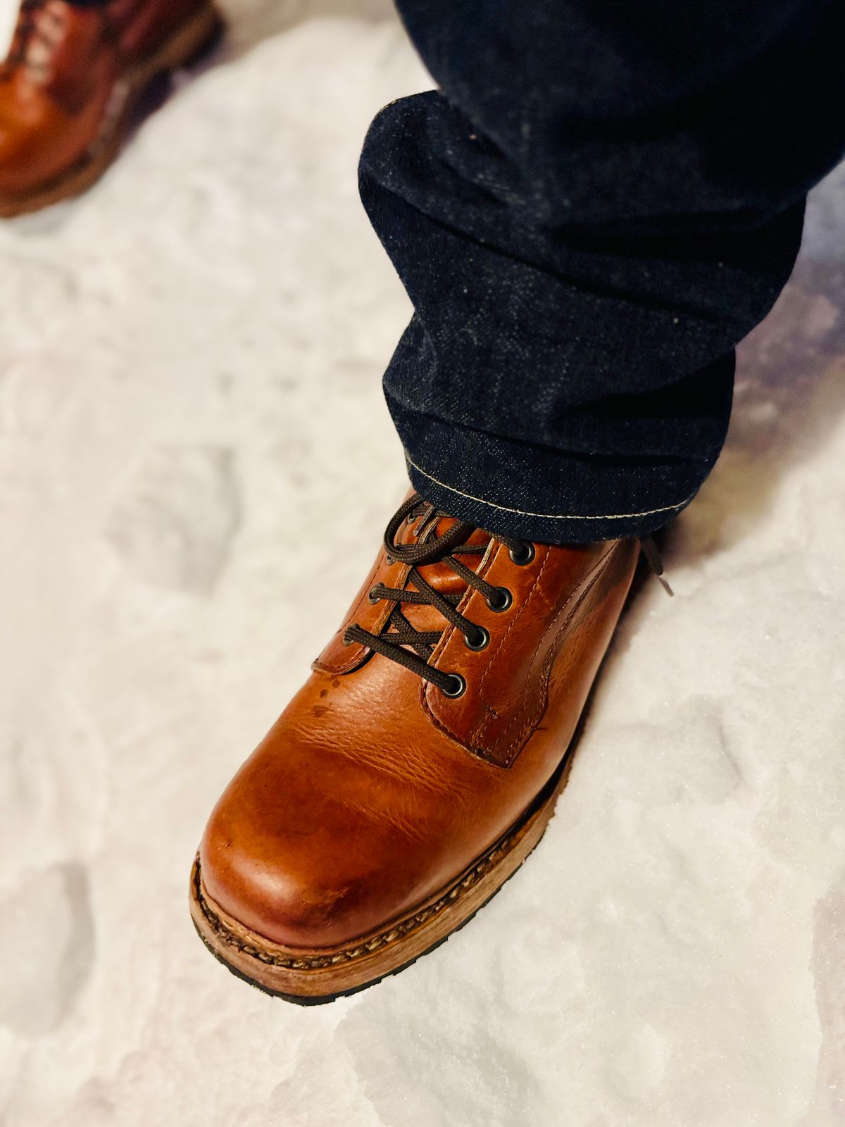 Photo by denimdawg on January 8, 2025 of the Dundas Footwear Gunnerside in Badalassi Carlo Waxy Tan Cognac.