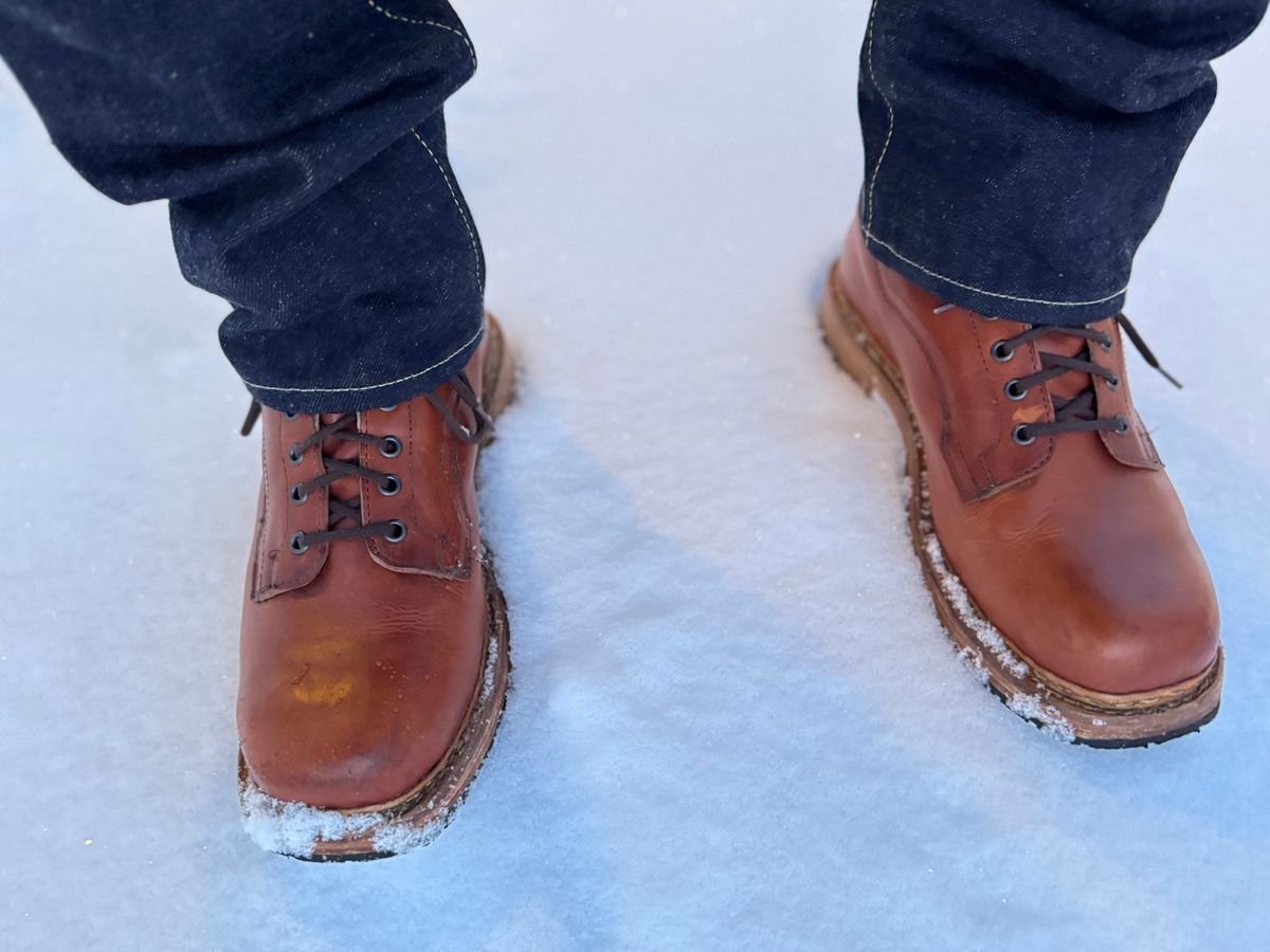 Photo by denimdawg on January 4, 2025 of the Dundas Footwear Gunnerside in Badalassi Carlo Waxy Tan Cognac.