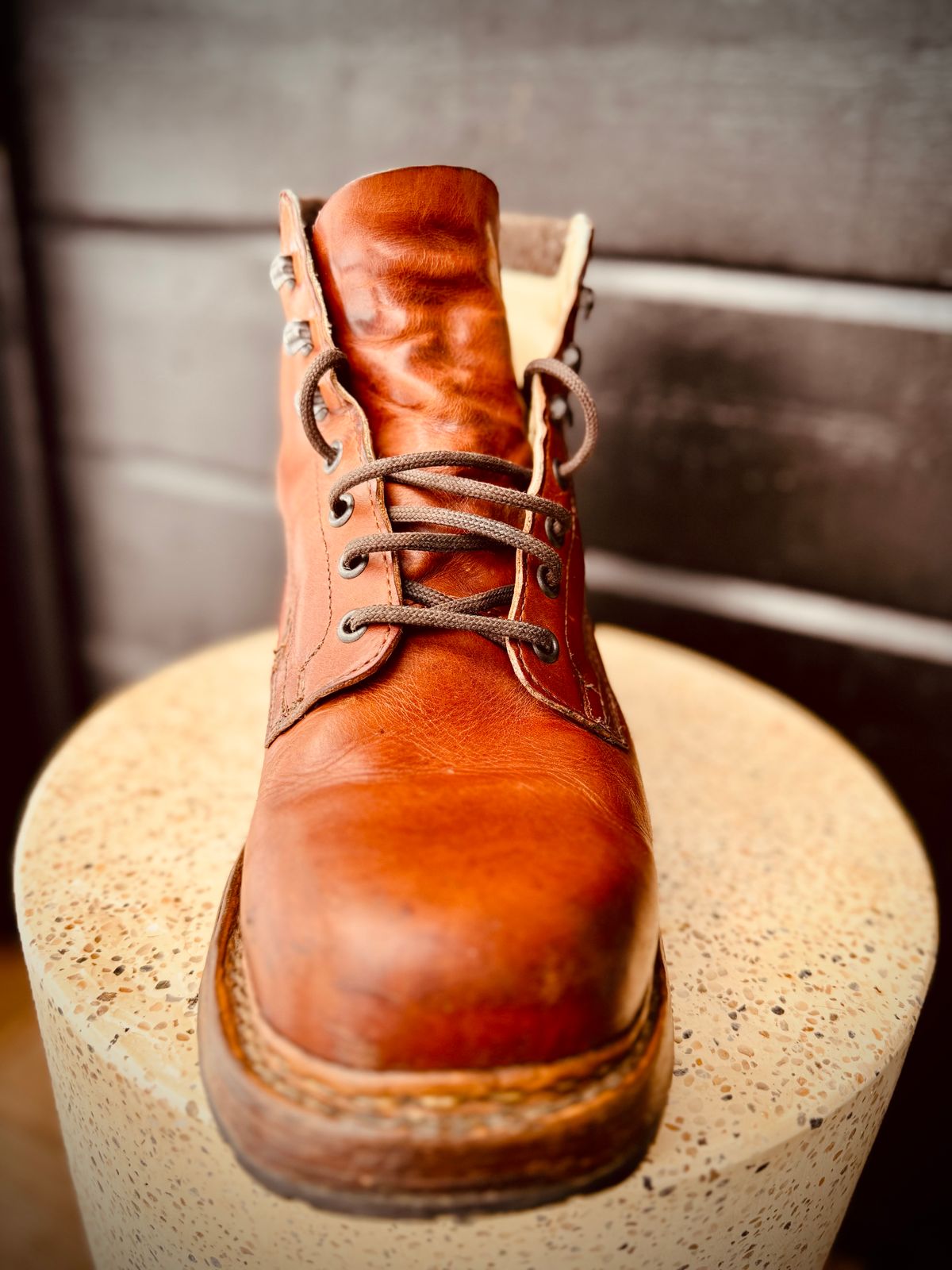 Photo by denimdawg on April 2, 2025 of the Dundas Footwear Gunnerside in Badalassi Carlo Waxy Tan Cognac.