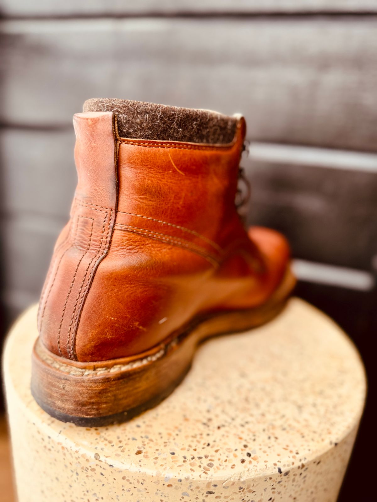Photo by denimdawg on April 2, 2025 of the Dundas Footwear Gunnerside in Badalassi Carlo Waxy Tan Cognac.