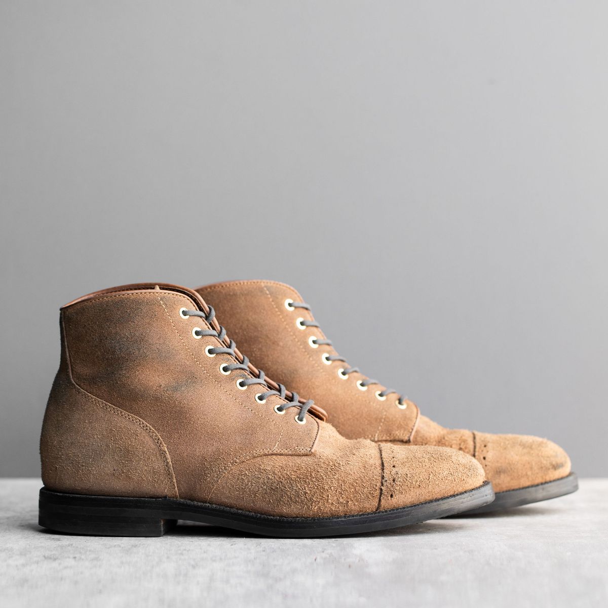Photo by joshfulton05 on November 4, 2024 of the Grant Stone Garrison Boot in Reverse Black Chromexcel.