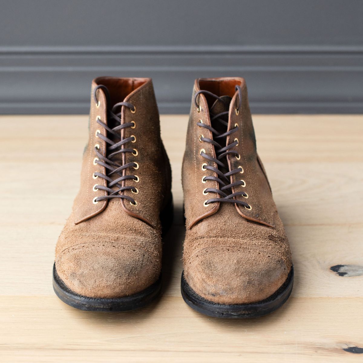 Photo by joshfulton05 on December 5, 2024 of the Grant Stone Garrison Boot in Reverse Black Chromexcel.