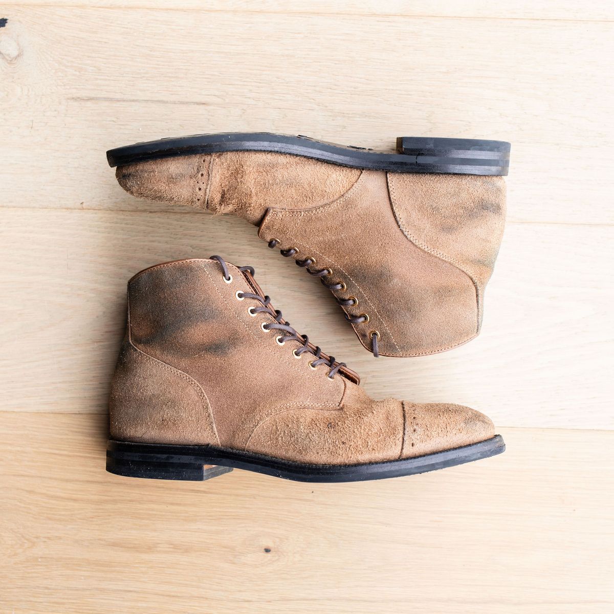 Photo by joshfulton05 on December 5, 2024 of the Grant Stone Garrison Boot in Reverse Black Chromexcel.