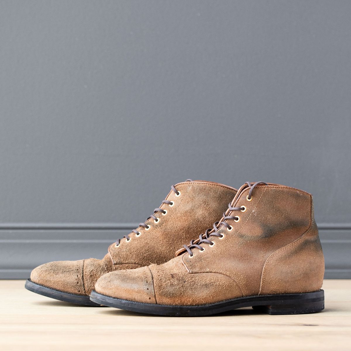 Photo by joshfulton05 on December 5, 2024 of the Grant Stone Garrison Boot in Reverse Black Chromexcel.