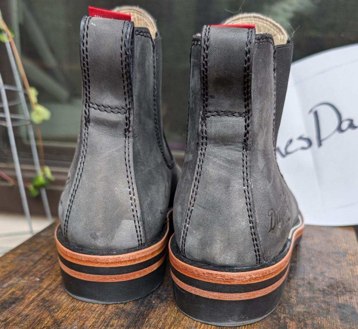 Photo by kylakristine4 on October 2, 2024 of the Dayton Boots Wholecut Chelsea in Charcoal Nubuck.