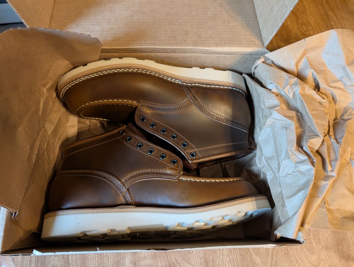 Photo by ilkhan on July 11, 2025 of the Nicks Aldert Strider Moc Toe in Nicks / Horween Shackleton Cognac.
