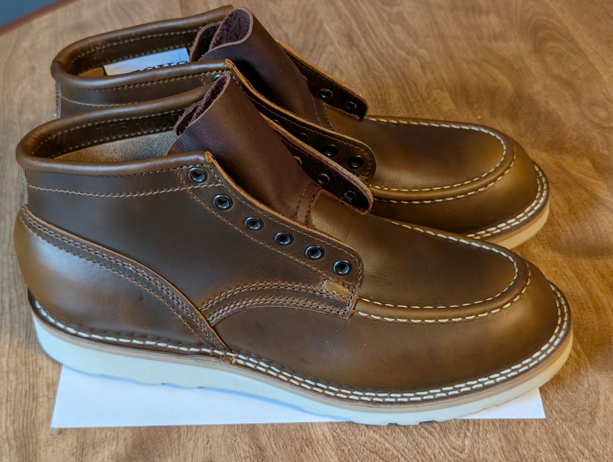 Photo by ilkhan on July 11, 2025 of the Nicks Aldert Strider Moc Toe in Nicks / Horween Shackleton Cognac.