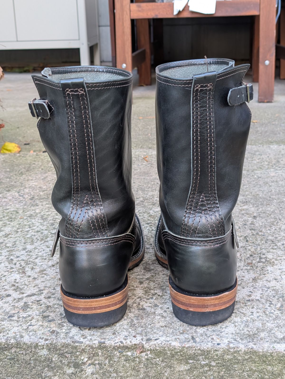 Photo by patina_colada on November 4, 2025 of the Wesco Mister Lou in Maryam Petrolio Waxed Black Horsehide.