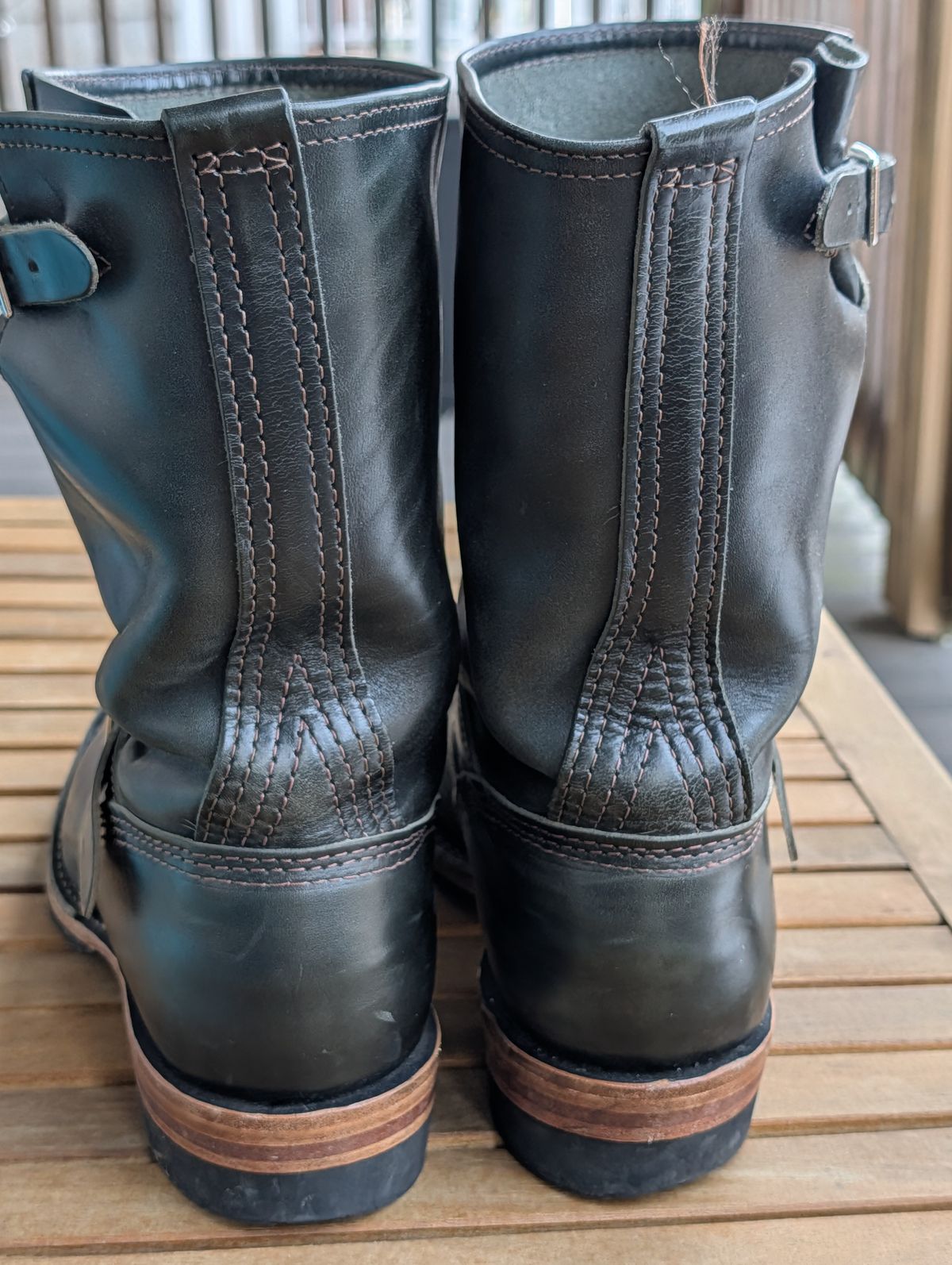 Photo by patina_colada on January 5, 2026 of the Wesco Mister Lou in Maryam Petrolio Waxed Black Horsehide.