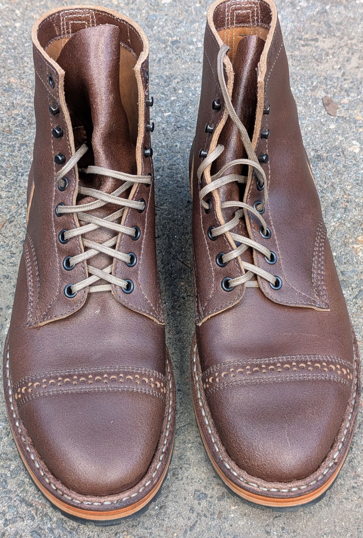Photo by patina_colada on October 1, 2025 of the White's MP-Sherman Toe Cap in Horween Natural Waxed Flesh.