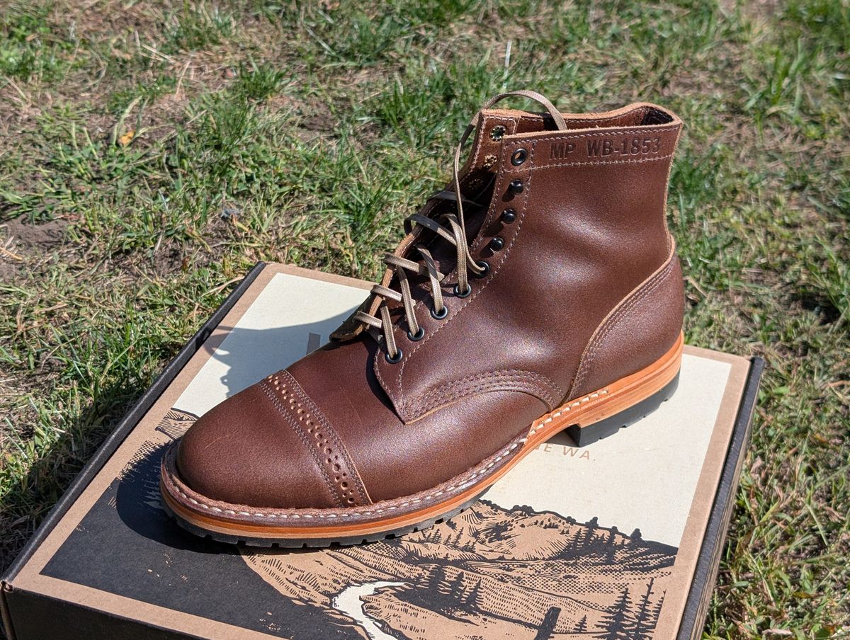 Photo by patina_colada on October 1, 2025 of the White's MP-Sherman Toe Cap in Horween Natural Waxed Flesh.