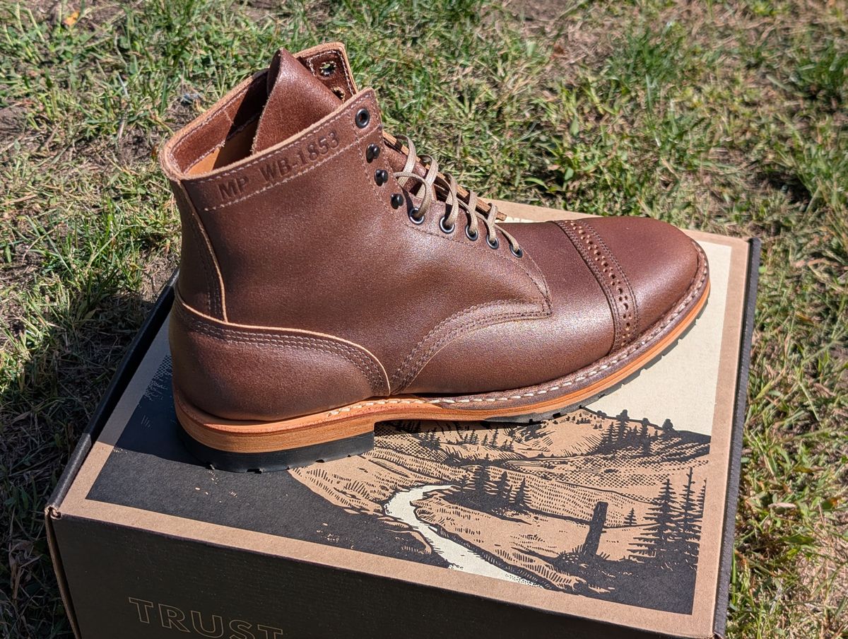Photo by patina_colada on October 1, 2025 of the White's MP-Sherman Toe Cap in Horween Natural Waxed Flesh.