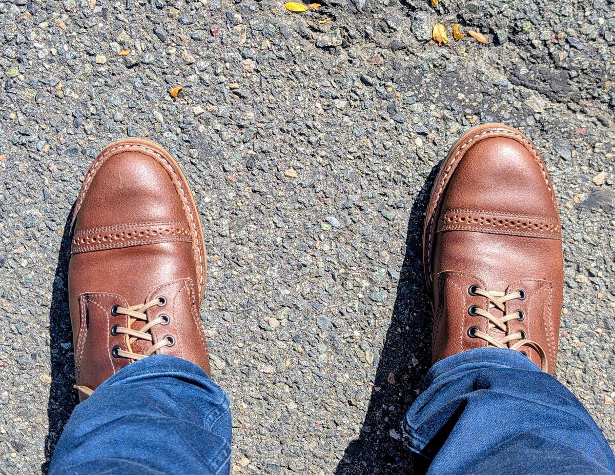 Photo by patina_colada on October 1, 2025 of the White's MP-Sherman Toe Cap in Horween Natural Waxed Flesh.