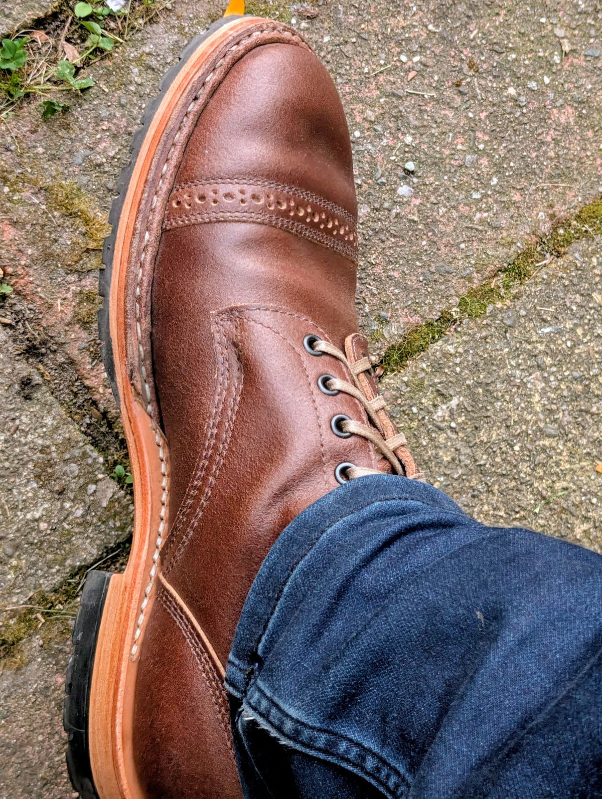 Photo by patina_colada on October 6, 2025 of the White's MP-Sherman Toe Cap in Horween Natural Waxed Flesh.