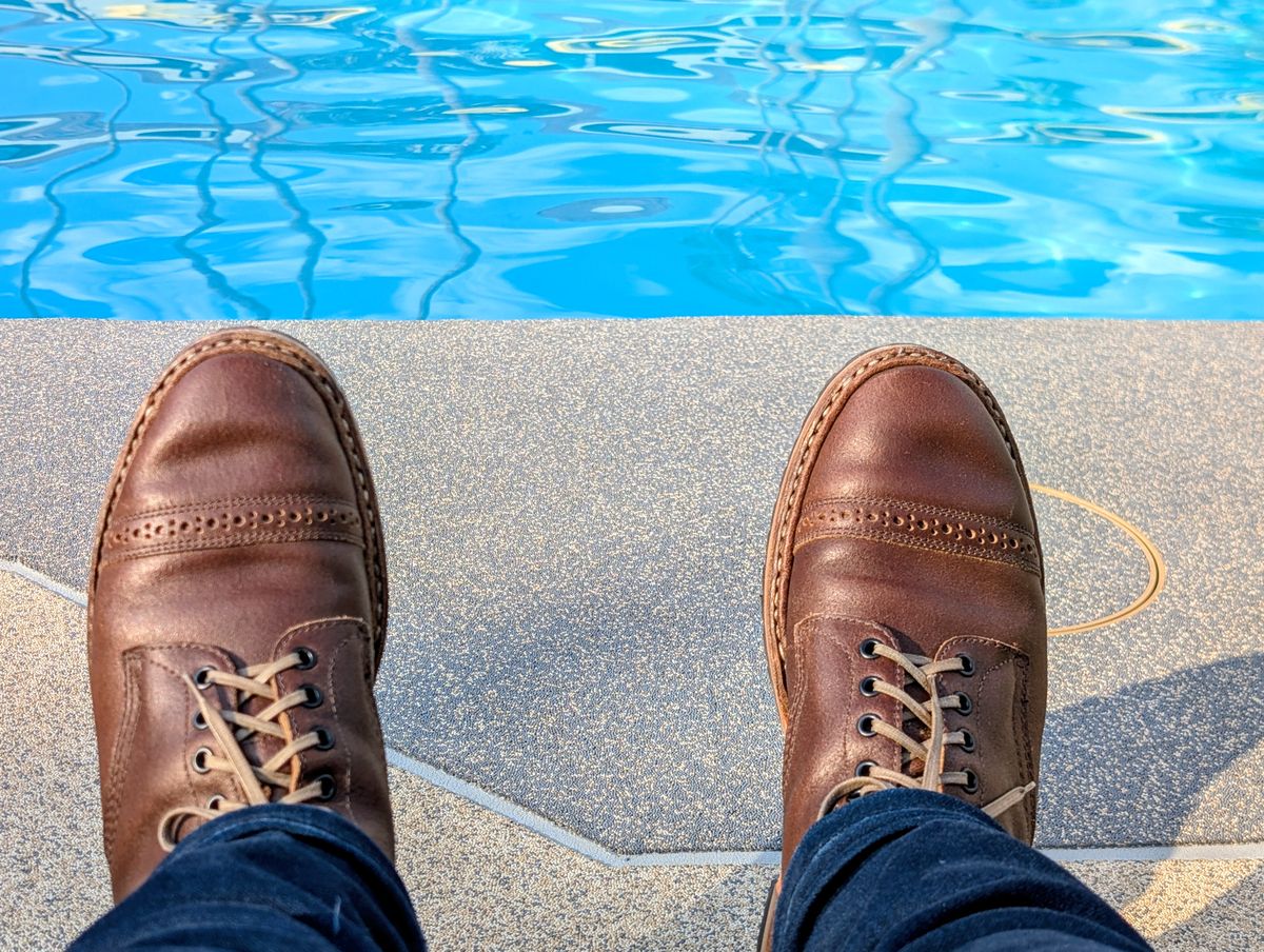 Photo by patina_colada on October 9, 2025 of the White's MP-Sherman Toe Cap in Horween Natural Waxed Flesh.