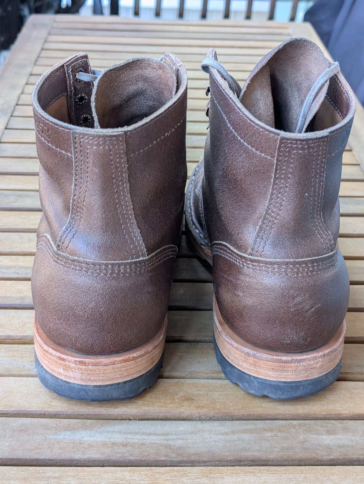 Photo by patina_colada on November 4, 2025 of the White's MP-Sherman Toe Cap in Horween Natural Waxed Flesh.
