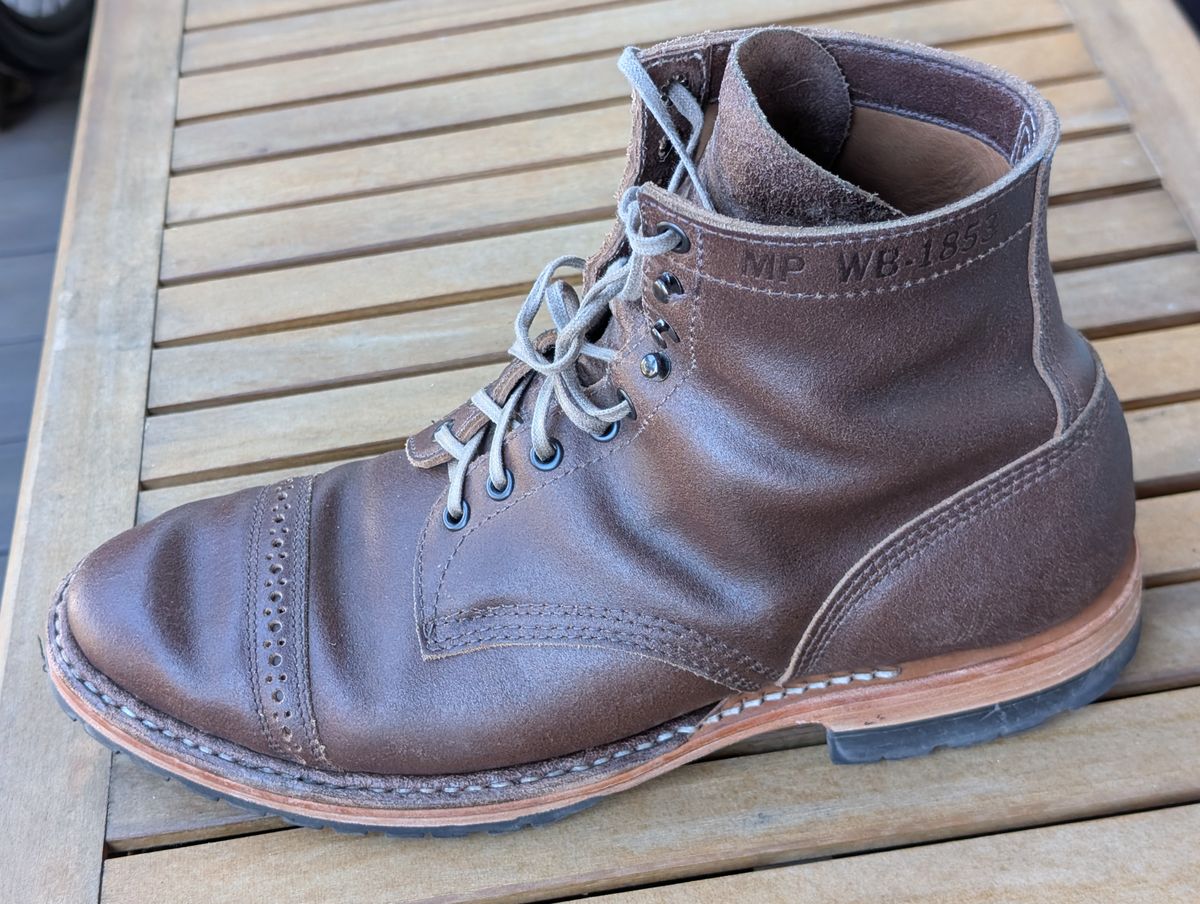 Photo by patina_colada on November 4, 2025 of the White's MP-Sherman Toe Cap in Horween Natural Waxed Flesh.