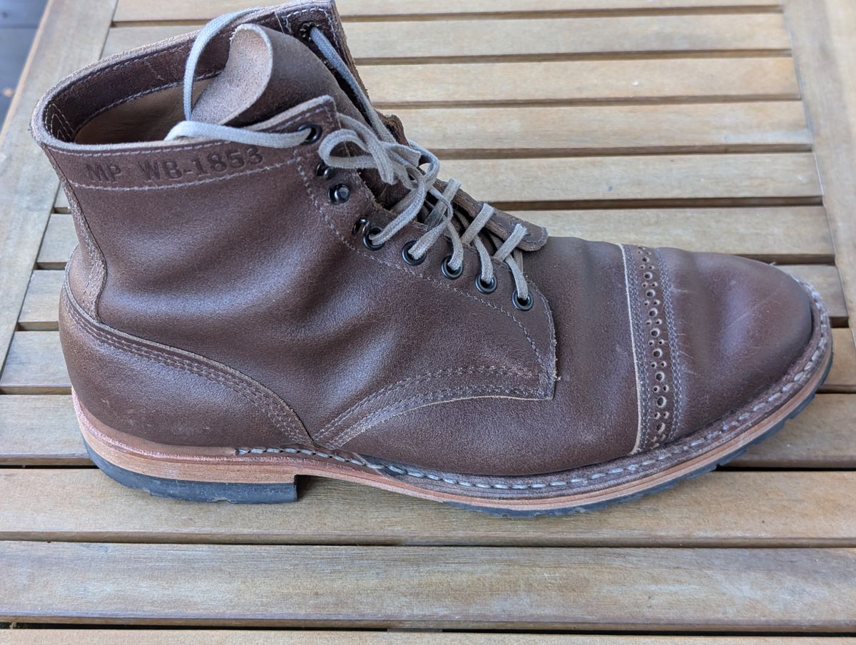 Photo by patina_colada on November 4, 2025 of the White's MP-Sherman Toe Cap in Horween Natural Waxed Flesh.