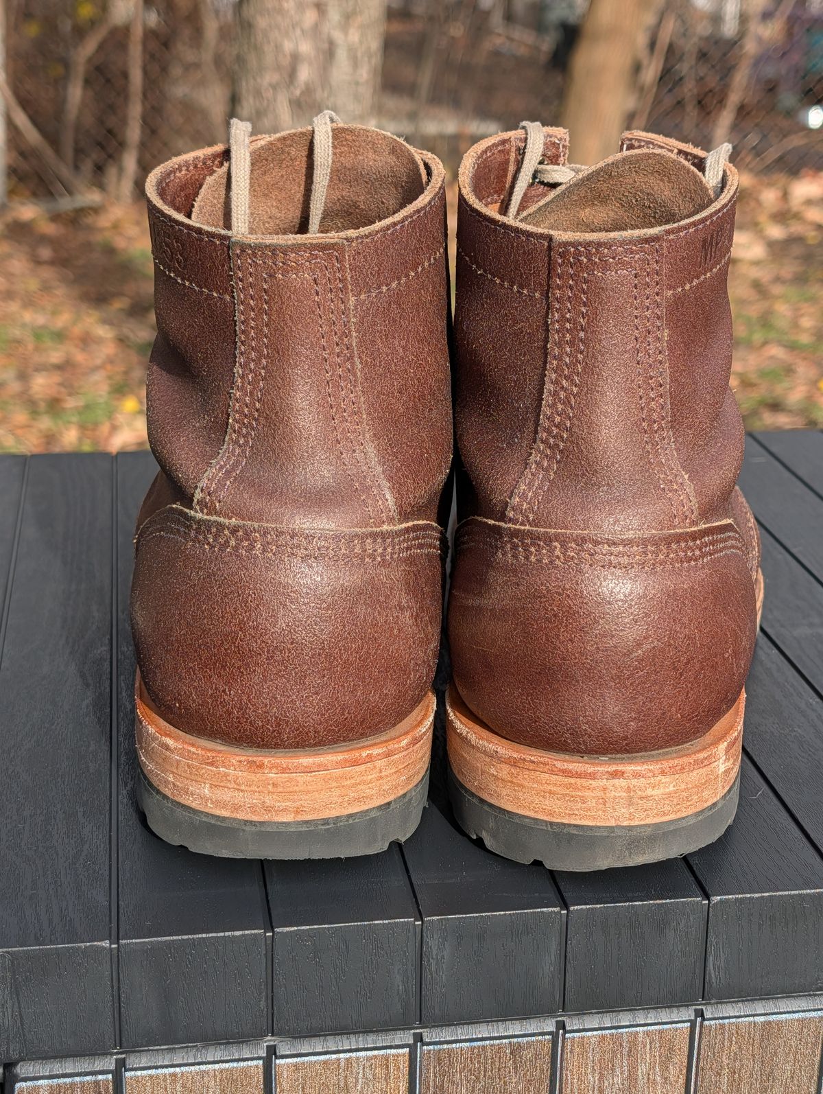 Photo by patina_colada on December 3, 2025 of the White's MP-Sherman Toe Cap in Horween Natural Waxed Flesh.