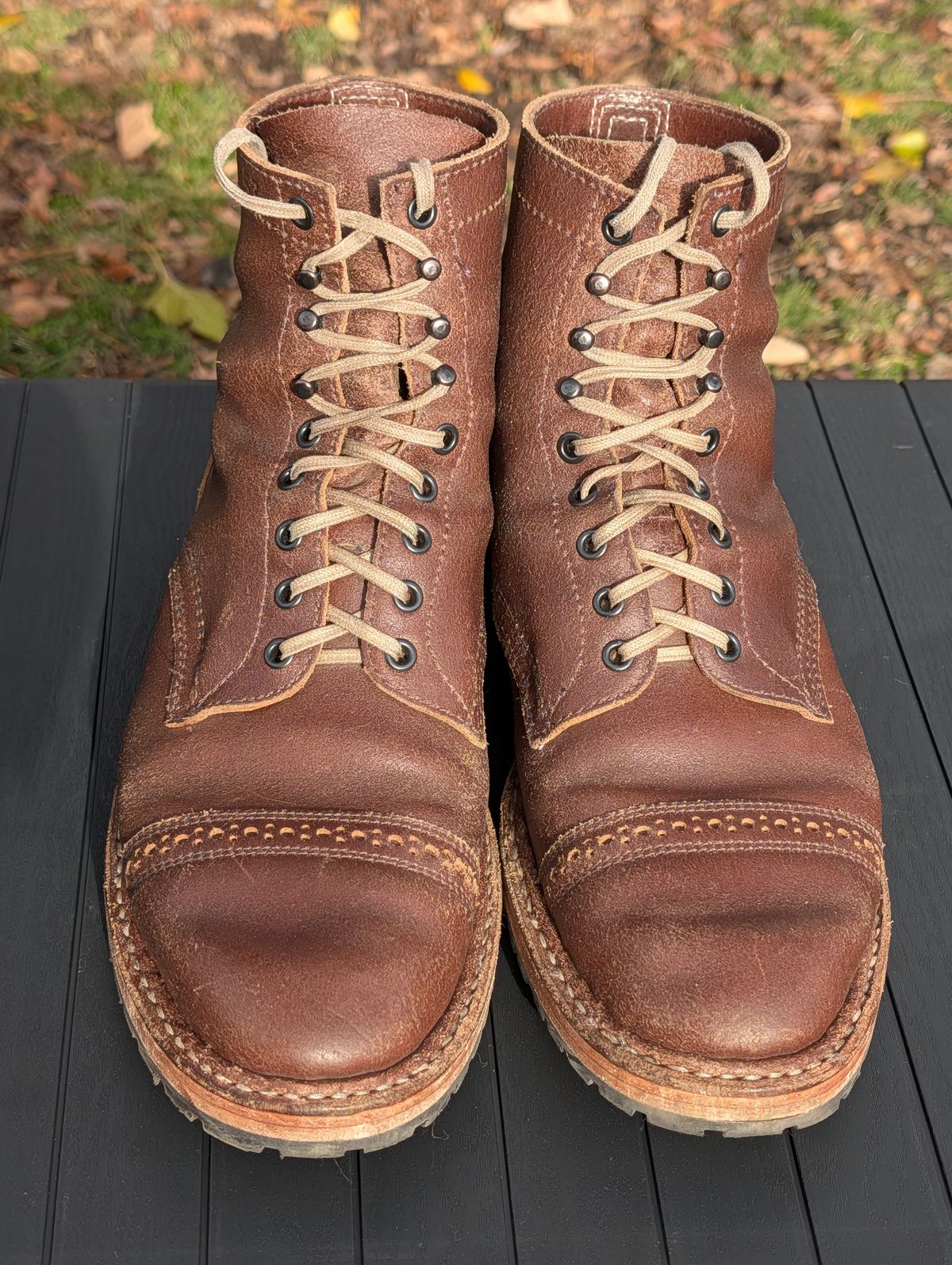 Photo by patina_colada on December 3, 2025 of the White's MP-Sherman Toe Cap in Horween Natural Waxed Flesh.