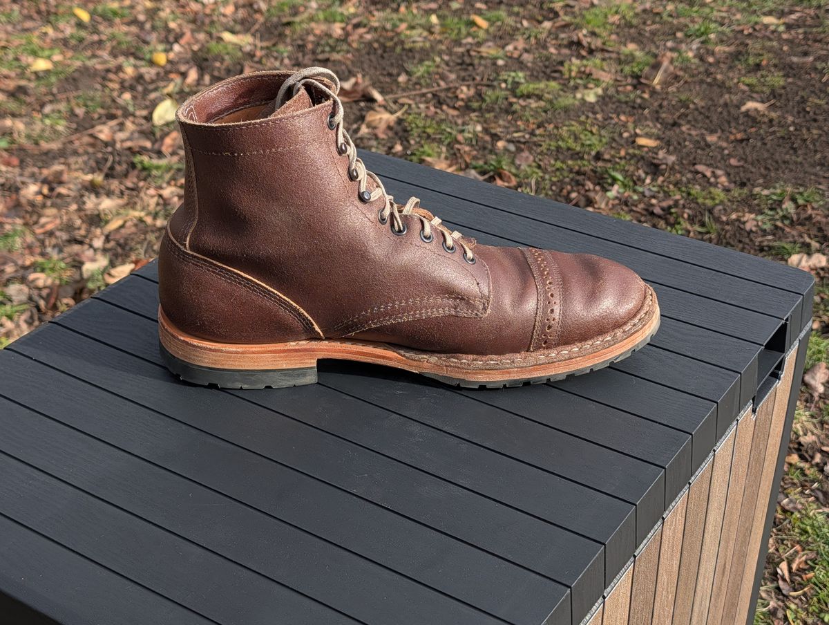 Photo by patina_colada on December 3, 2025 of the White's MP-Sherman Toe Cap in Horween Natural Waxed Flesh.