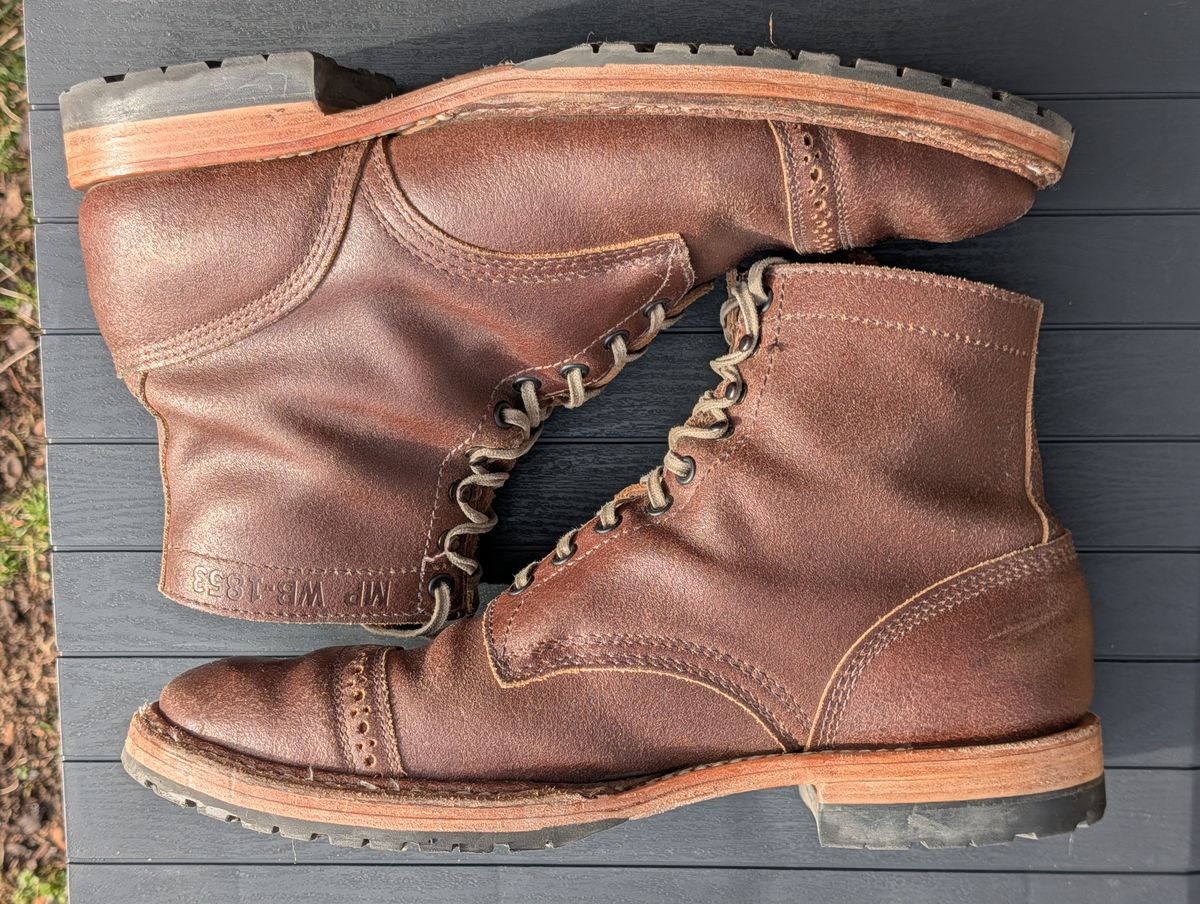Photo by patina_colada on December 3, 2025 of the White's MP-Sherman Toe Cap in Horween Natural Waxed Flesh.