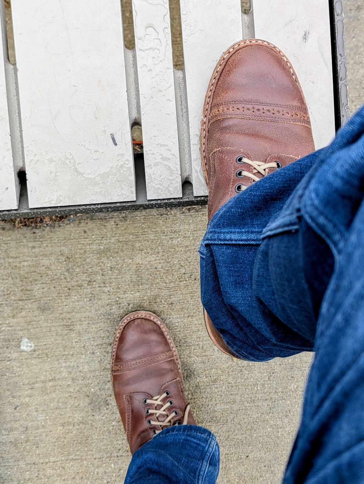 Photo by patina_colada on January 18, 2026 of the White's MP-Sherman Toe Cap in Horween Natural Waxed Flesh.