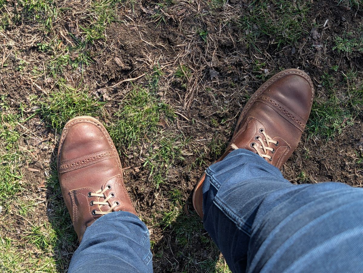 Photo by patina_colada on April 3, 2026 of the White's MP-Sherman Toe Cap in Horween Natural Waxed Flesh.