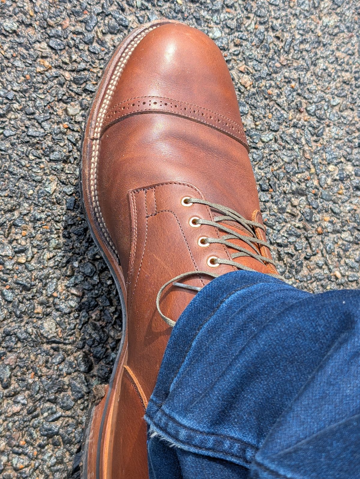 Photo by patina_colada on April 15, 2025 of the Viberg Service Boot BCT in C.F. Stead Whisky Regency Calf.