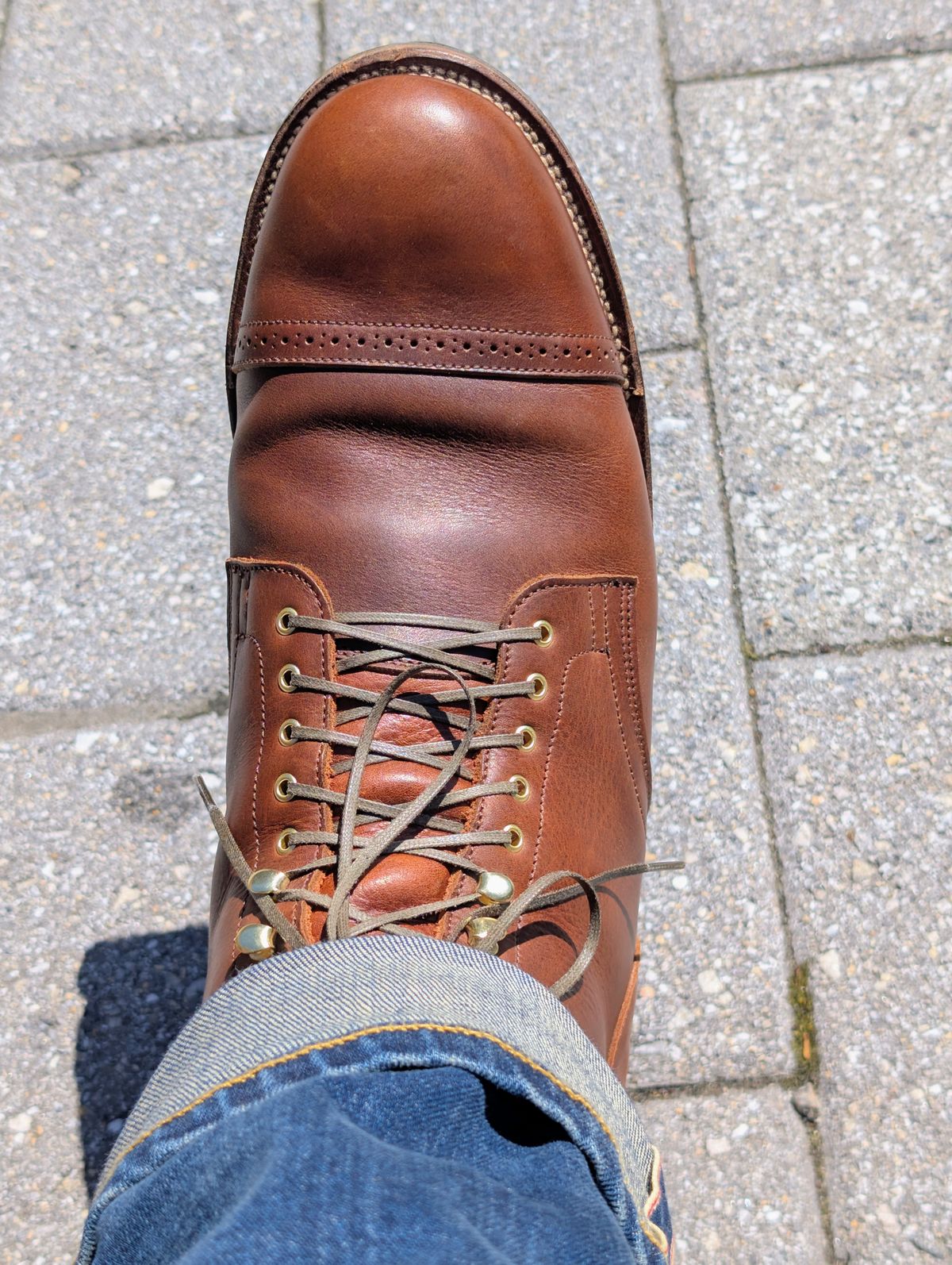 Photo by patina_colada on April 17, 2025 of the Viberg Service Boot BCT in C.F. Stead Whisky Regency Calf.