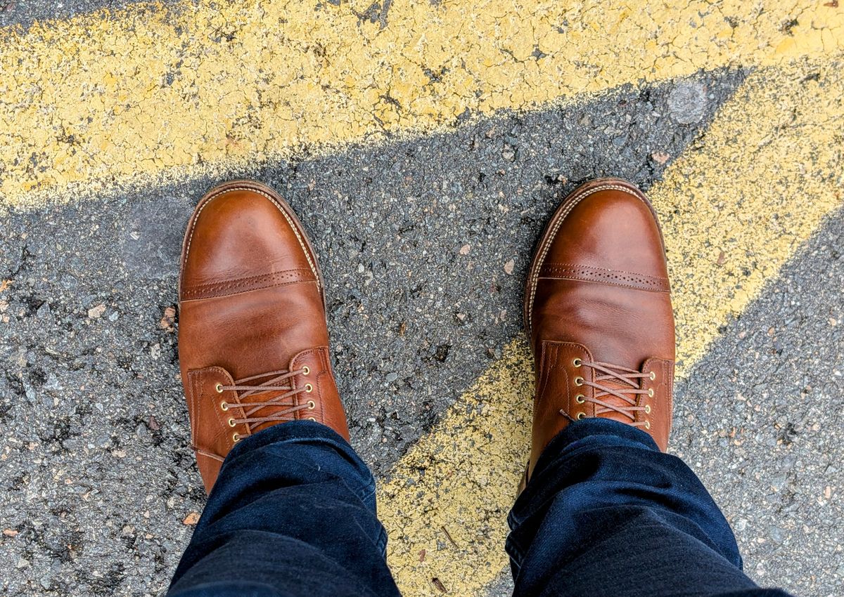 Photo by patina_colada on May 6, 2025 of the Viberg Service Boot BCT in C.F. Stead Whisky Regency Calf.