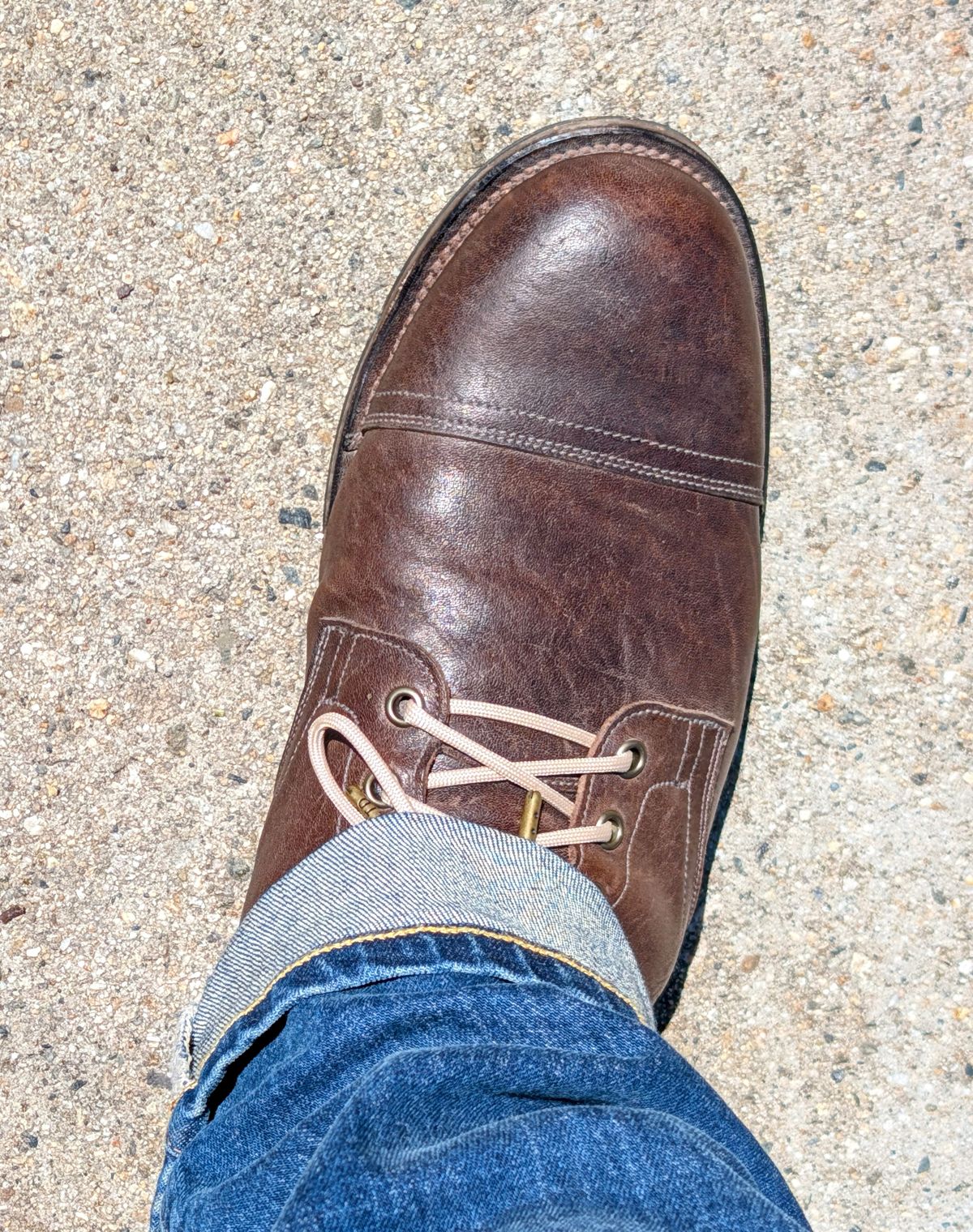 Photo by patina_colada on April 18, 2025 of the Viberg Service Boot PCT in Viberg / Maryam Marrone Washed Horsehide.