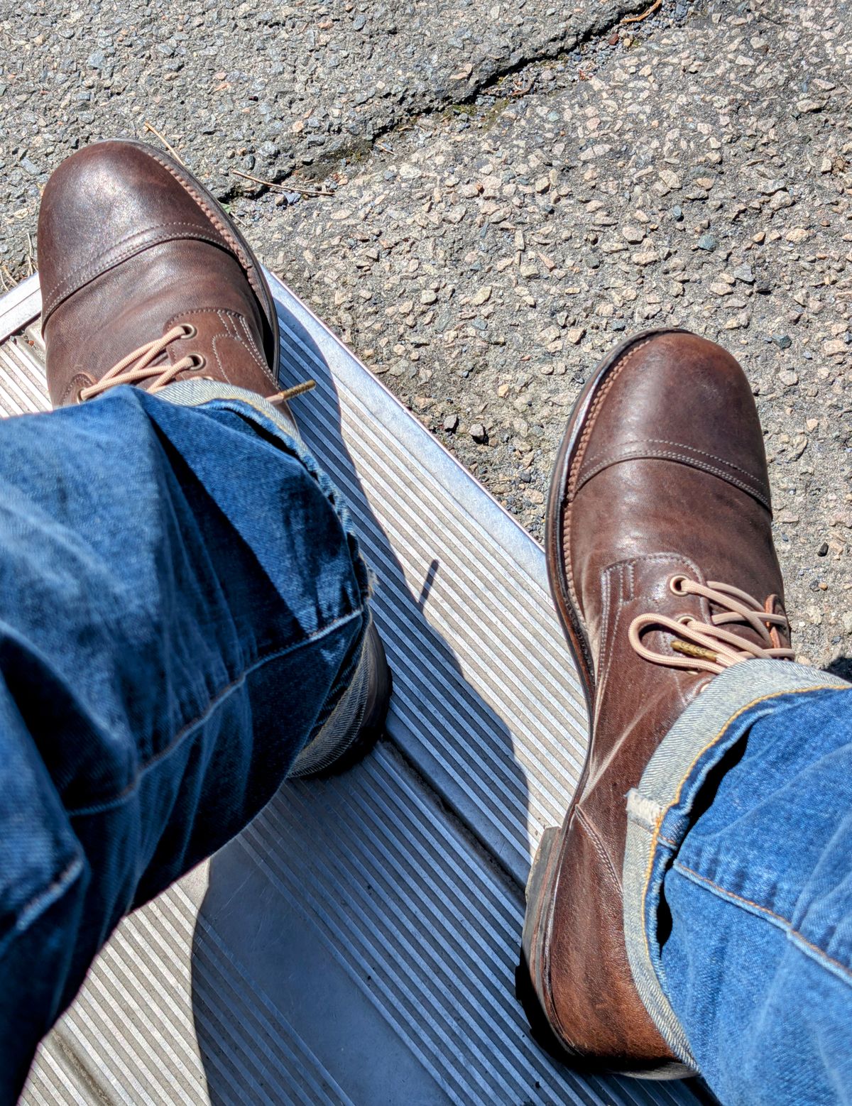 Photo by patina_colada on April 18, 2025 of the Viberg Service Boot PCT in Viberg / Maryam Marrone Washed Horsehide.