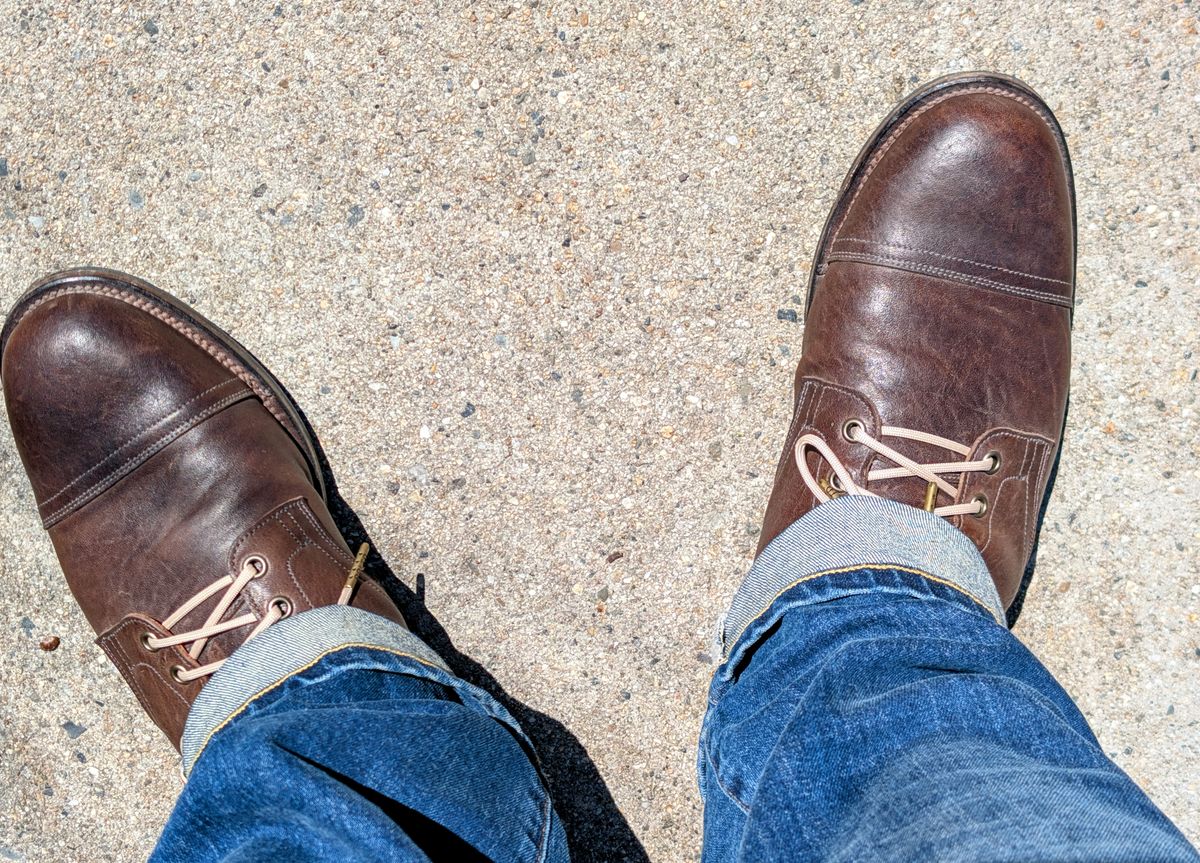 Photo by patina_colada on April 18, 2025 of the Viberg Service Boot PCT in Viberg / Maryam Marrone Washed Horsehide.