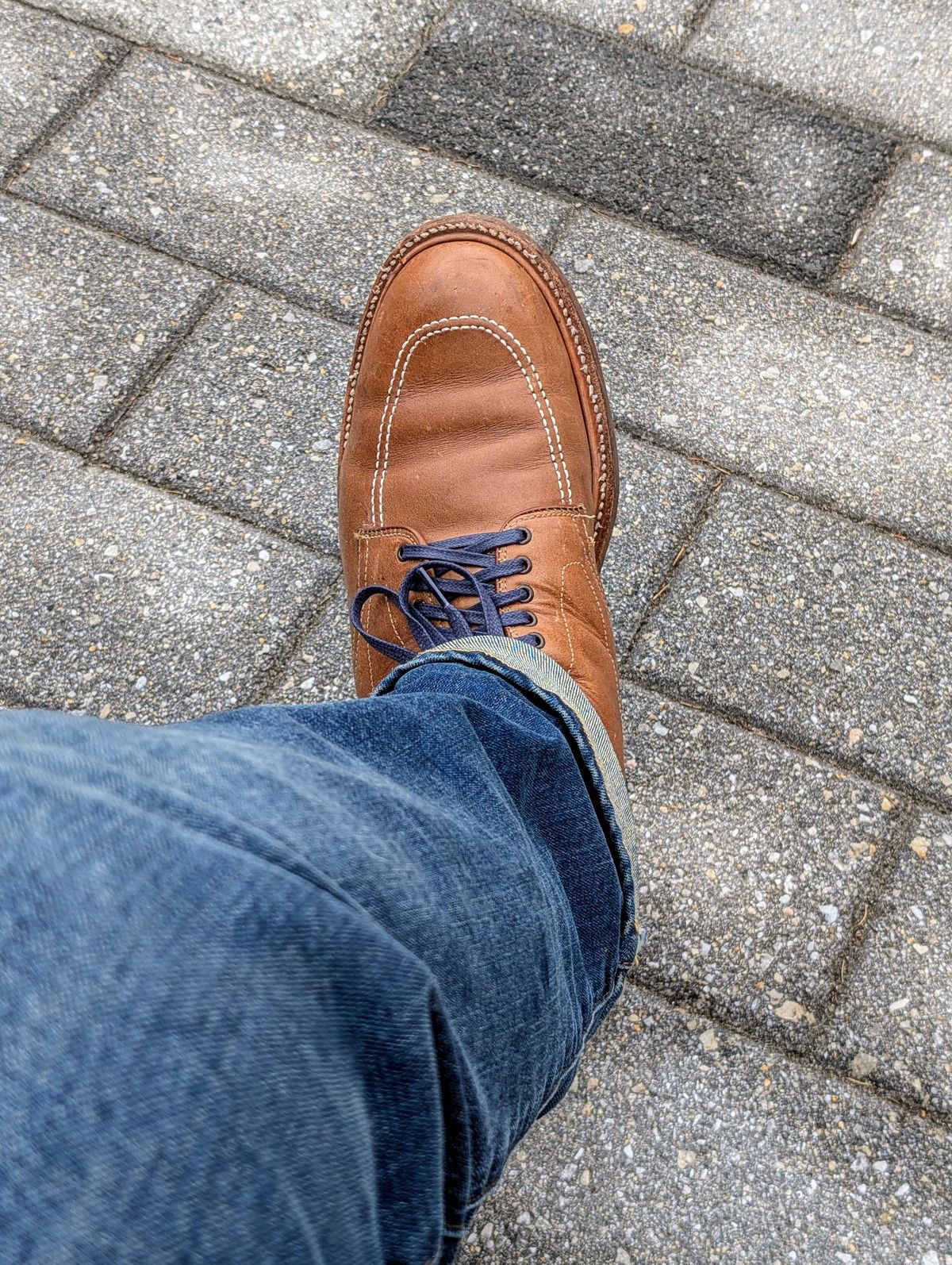 Photo by patina_colada on March 16, 2025 of the Alden Indy Boot in Horween Natural Chromexcel.