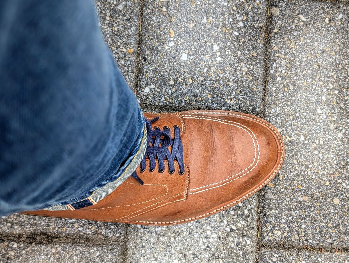 Photo by patina_colada on March 16, 2025 of the Alden Indy Boot in Horween Natural Chromexcel.