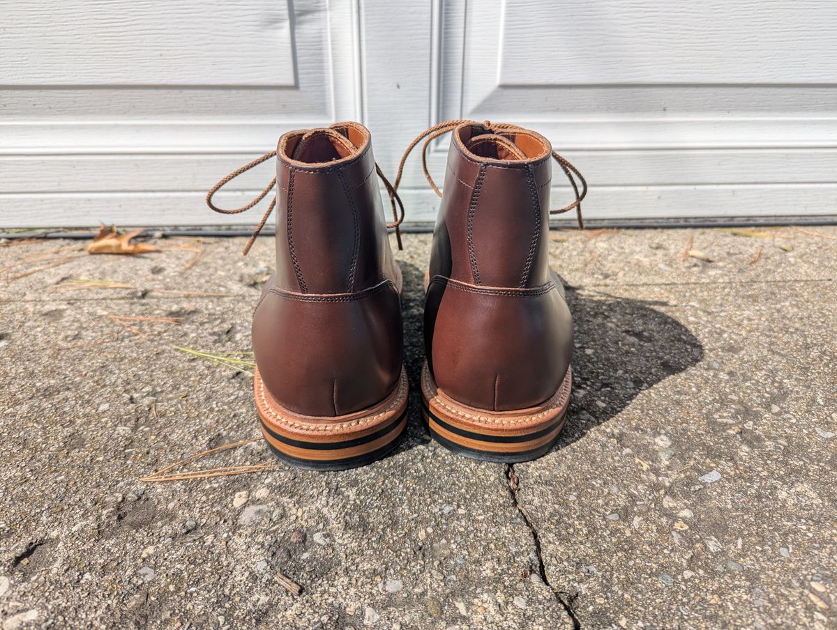 Photo by spkissane on October 1, 2024 of the Grant Stone Diesel Boot in Horween Crimson Chromexcel.