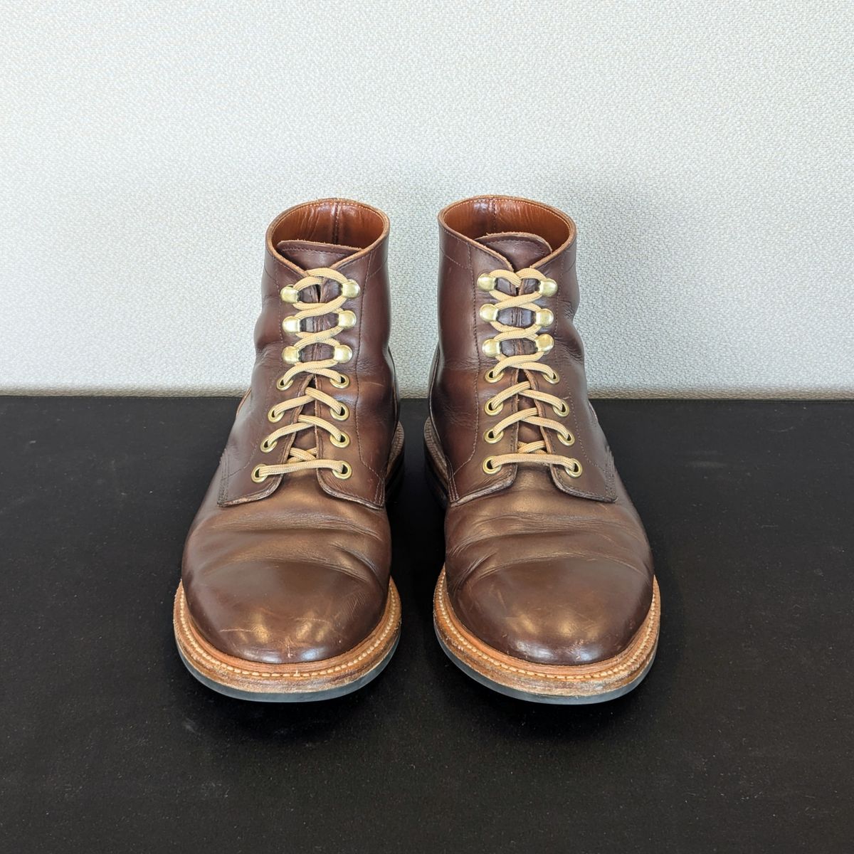 Photo by spkissane on January 4, 2025 of the Grant Stone Diesel Boot in Horween Crimson Chromexcel.