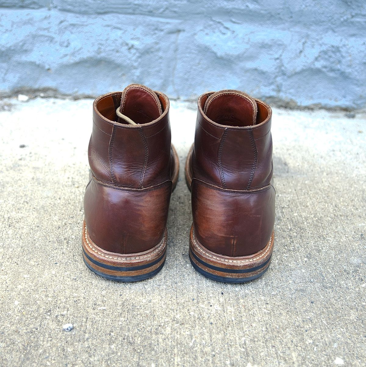 Photo by spkissane on February 5, 2025 of the Grant Stone Diesel Boot in Horween Crimson Chromexcel.