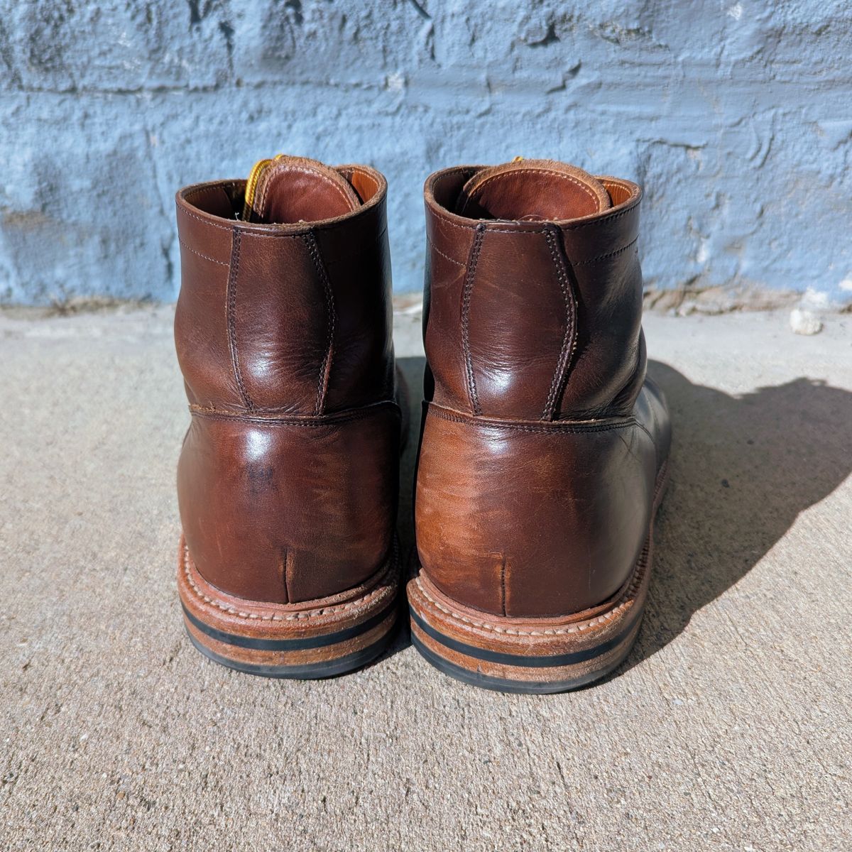 Photo by spkissane on March 2, 2025 of the Grant Stone Diesel Boot in Horween Crimson Chromexcel.