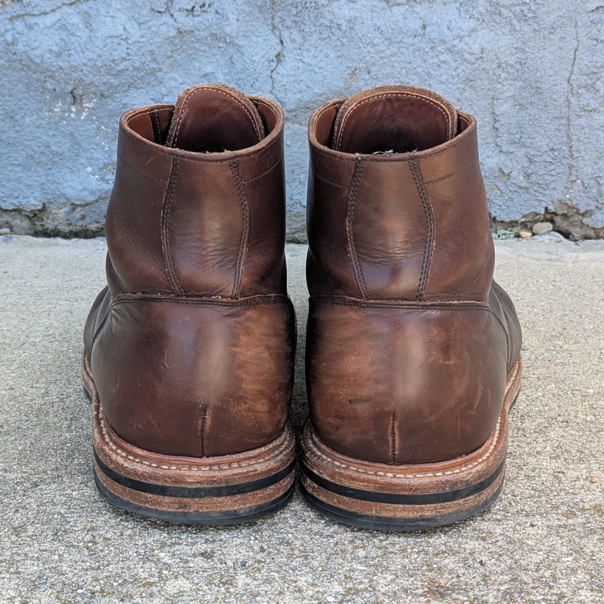 Photo by spkissane on April 1, 2025 of the Grant Stone Diesel Boot in Horween Crimson Chromexcel.