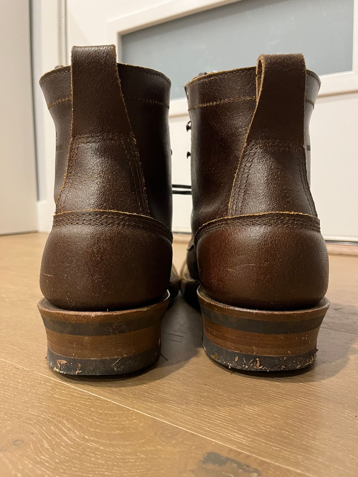 Photo by patinainprogress on November 5, 2024 of the White's 350 Cruiser in Horween Cinnamon Waxed Flesh.