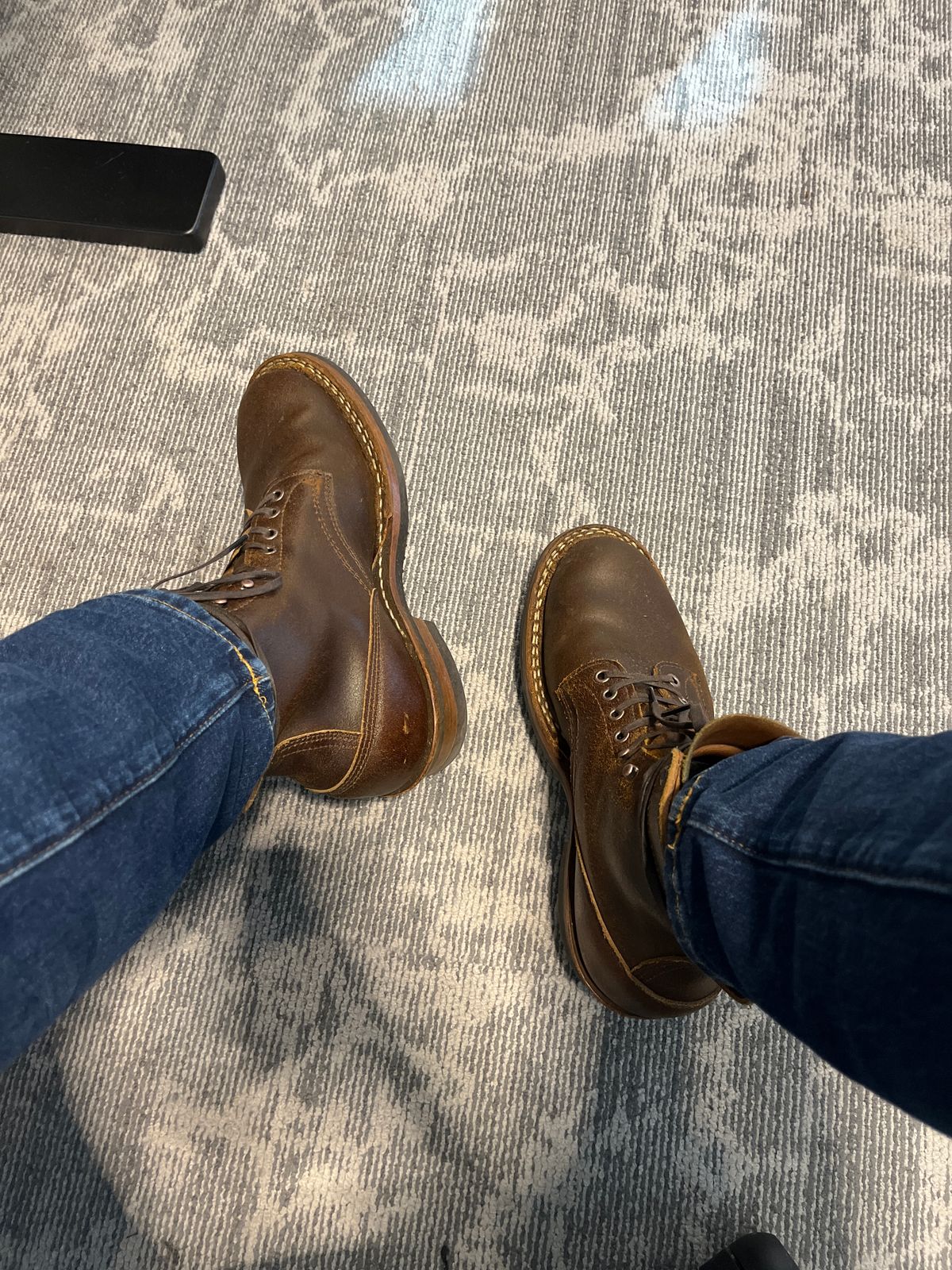Photo by patinainprogress on December 10, 2024 of the White's 350 Cruiser in Horween Cinnamon Waxed Flesh.