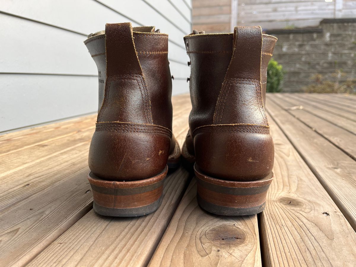 Photo by patinainprogress on February 1, 2025 of the White's 350 Cruiser in Horween Cinnamon Waxed Flesh.