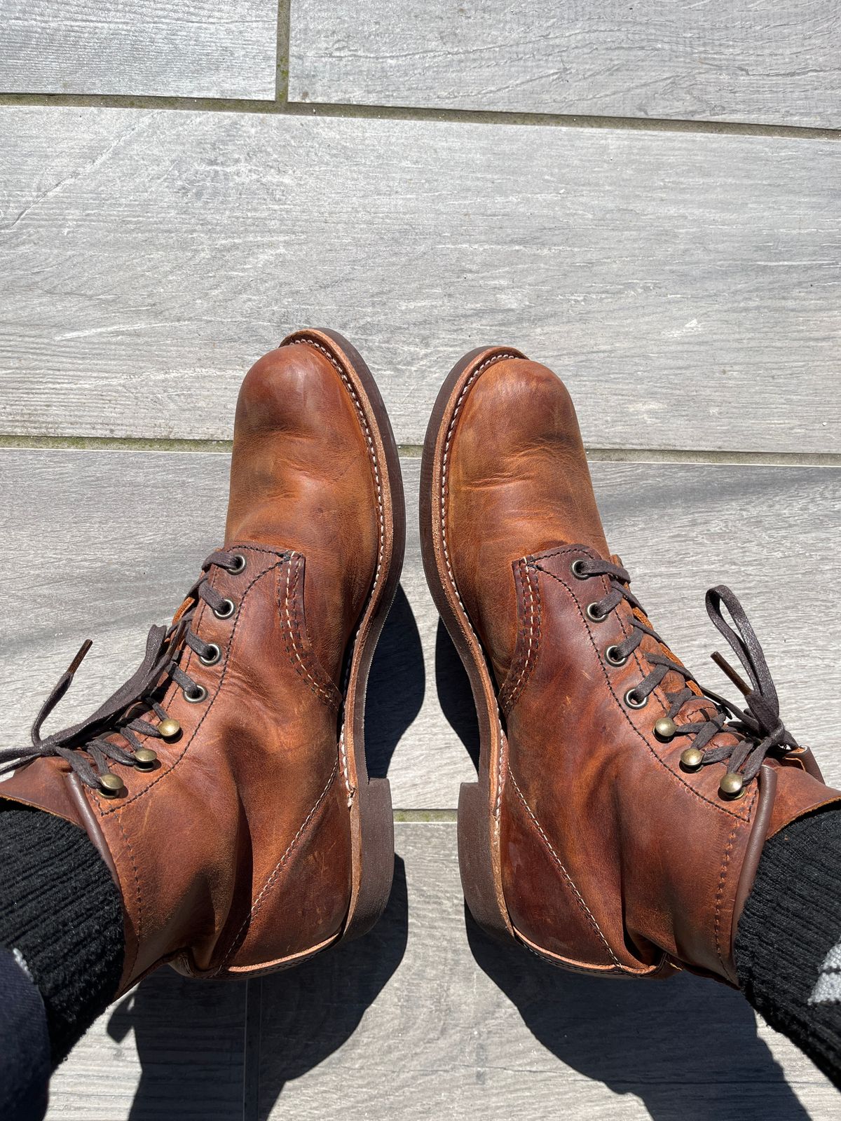 Photo by patinainprogress on June 18, 2024 of the Red Wing Blacksmith in S.B. Foot Copper Rough and Tough.